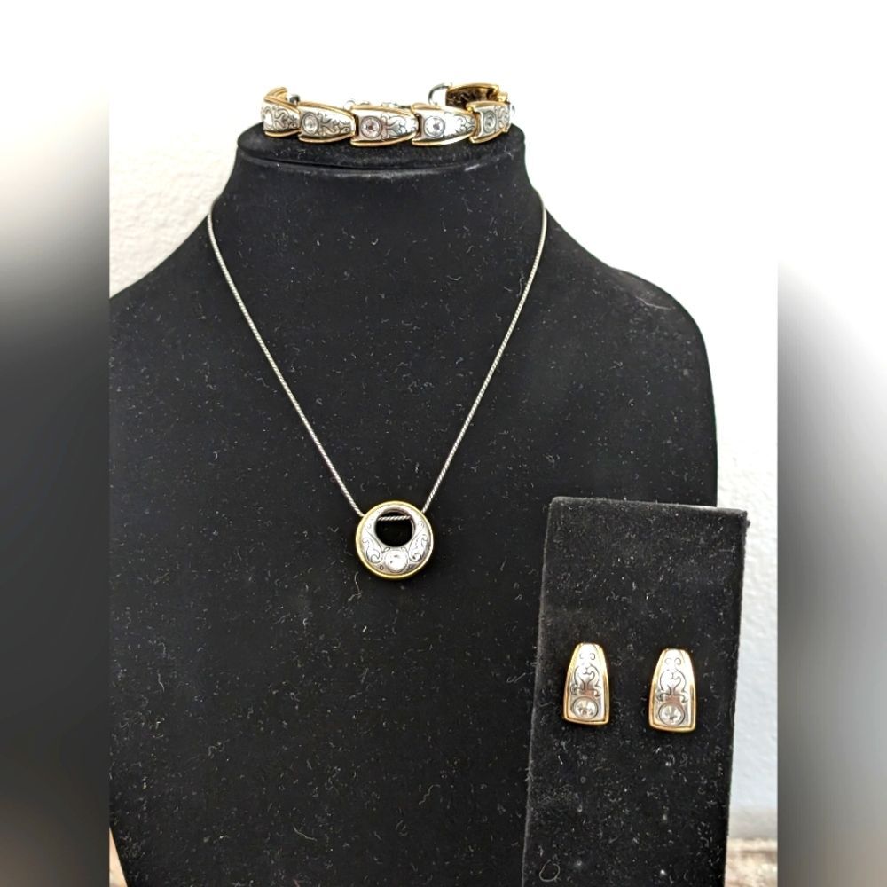 Brighton,  Retired "Aries" Necklace, Bracelet, Earring, Set Silver/Gold/ Crystal
